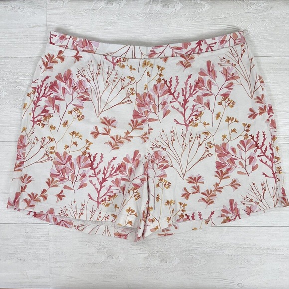 Garnet Hill 2 pc Pajama Set Shirt & Shorts Women Large Pink Floral Cotton Tencel - Picture 15 of 15